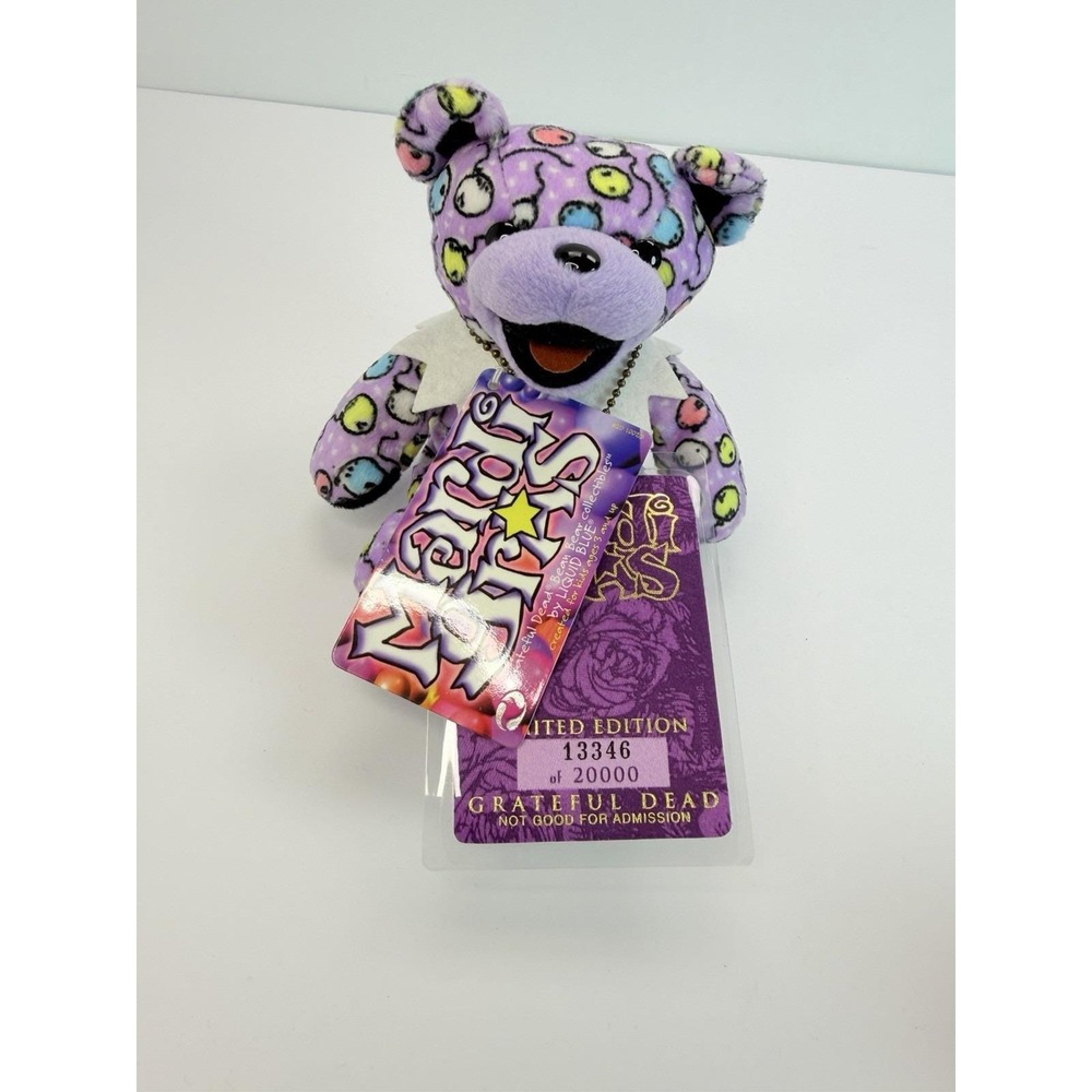 Mardi Gras 7" Grateful Dead Bean Bear With Tag Limited Edition Liquid Blue Plush